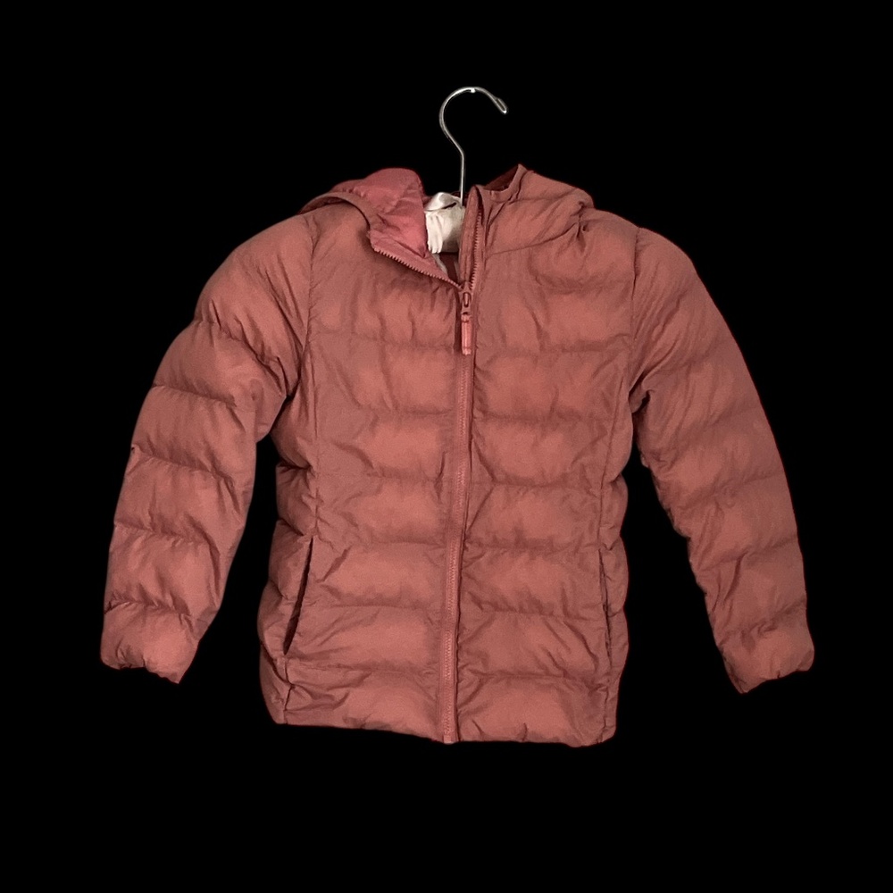 Girls Uniqlo Mauve Lightweight Hooded Puffer Coat 5-6